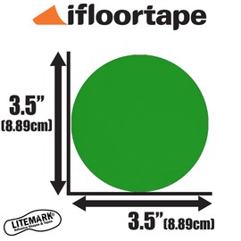DuraMark 3.5 Inch Green Dots for 5S Lean Organization Floor Marking Have Heavy Duty Industrial Outdoor Rubberized Adhesive with Removable Liner (Pack of 10)