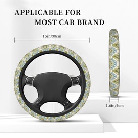Abstract Florals Block Steering Wheel Cover, Elastic Non-Slip Steering Wheel Protector,Auto Interior Decor for Women Girls,Universal 15" Fit for Sedans,Trucks