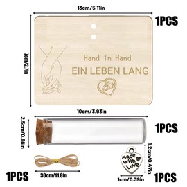 Wedding Gift for Bride and Groom Hand in Hand A Lifetime Wedding Gifts with Heart Pendant Money Gifts Packaging Test Tubes Wooden Gift Wedding Packaging Wooden Wedding