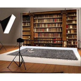 Yeele 15x10ft Wooden Bookshelf Backdrop Library School Books Collection Photography Background Students Adult Artistic Photo Booth Shooting Studio Props