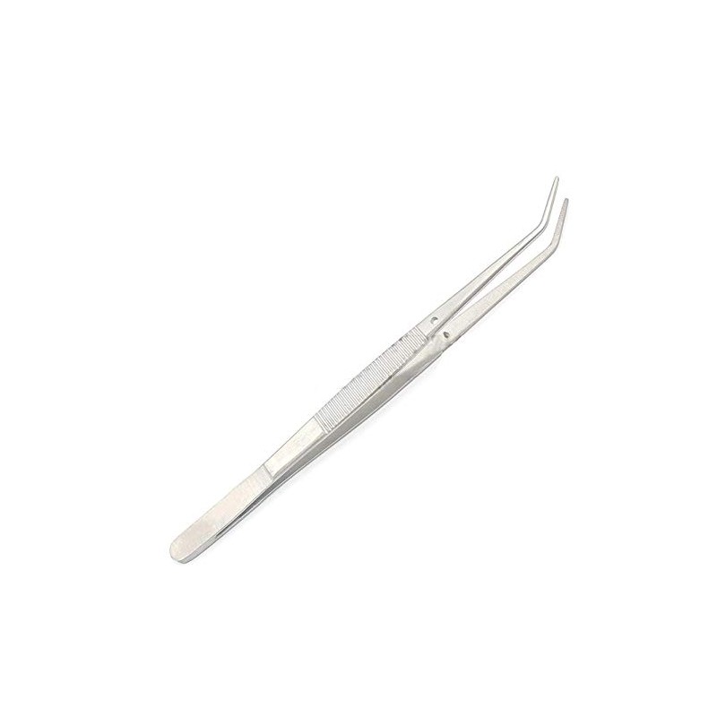OdontoMed2011 Sewing Machine Tweezers Stainless Steel with Curved Serrated Tip
