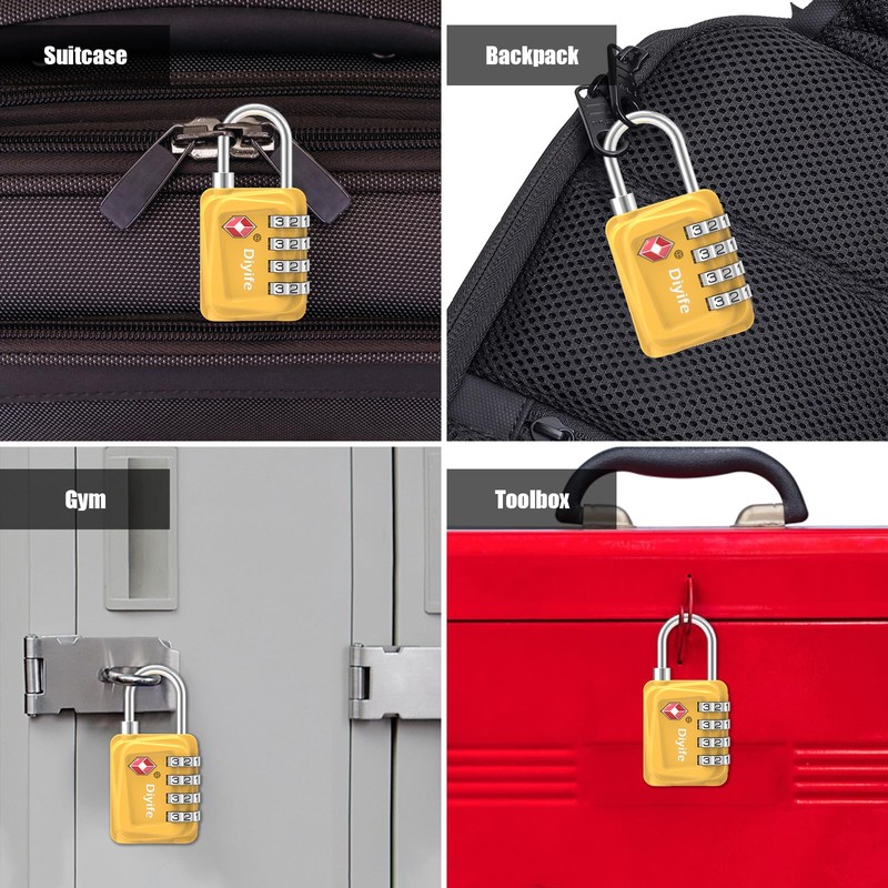 TSA Luggage Locks, [Updated Version] [3 Packs] Diyife 4-Digit Security