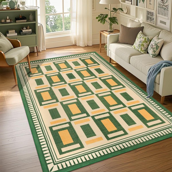 nesrt Washable 5x7 Area Rugs for Living Room Checkered, Modern
