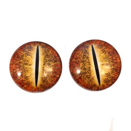 Orange Dinosaur Glass Eyes Dragon Reptile Art Dolls Taxidermy Sculptures or Jewelry Making Cabochons Crafts Matching Set of 2 (25mm)