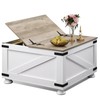 WLIVE Farmhouse Coffee Table, 31.5" Square Wood Center Table with