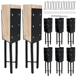 VoTwoofv U-Shape Wet Concrete Post Holder for 4" x 4" (Actual 3.5" x 3.5") Lumber,Heavy Duty Post Bracket Anchor for Wood Fence,Railing,Pergola (8pack-Matte Black)……