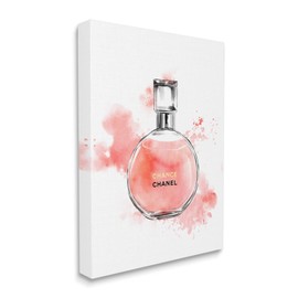 Stupell Industries Pink Fashion Watercolor Cosmetic Perfume Bottle Designer Glam, Designed by Ziwei Li Canvas Wall Art, 36 x 48, White