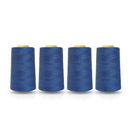 Realm Overlocking Sewing Machine Polyester Thread x Four 5000 Yards Cones White Black Natural Navy Red Grey (Royal Blue)