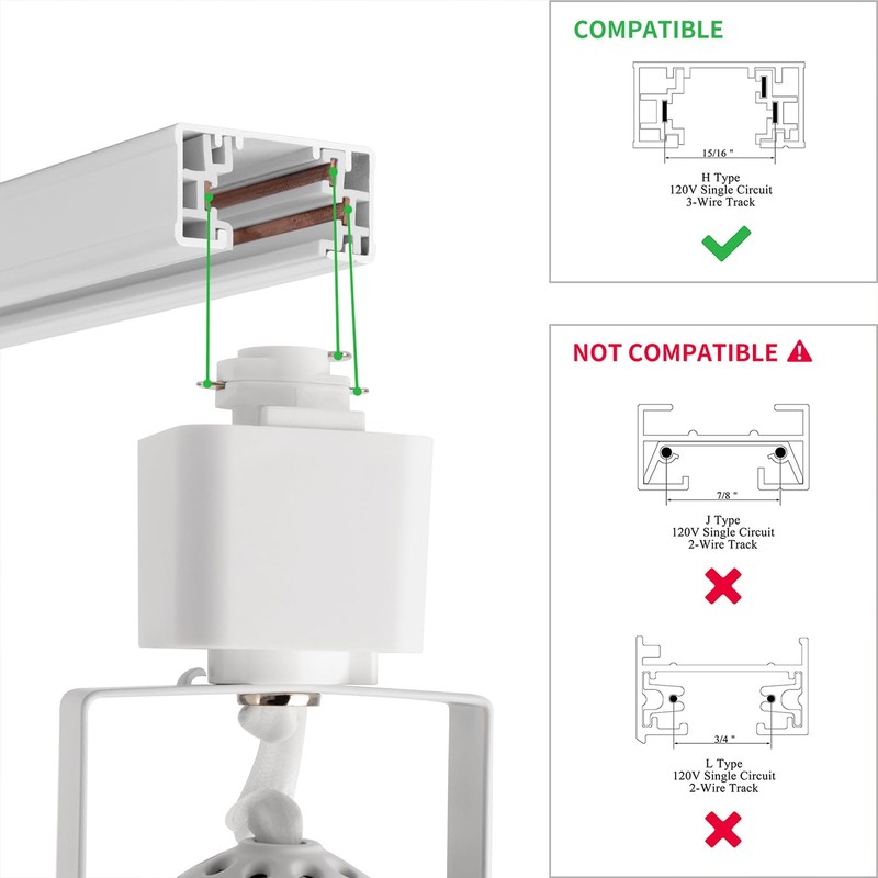 mirrea Bulb Replaceable LED Track Lighting Heads for White H