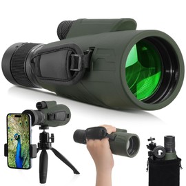 15-45x50 Zoom Monocular Telescope, Portable Monoculars for Adults with BAK4 Prisms & FMC Lens, Compact Waterproof HD Monoculars with Smart Phone Adapter Tripod for Bird Watching Hiking Camping