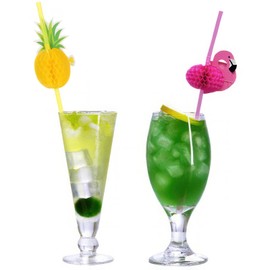 100 pcs Disposable Straws Fruit Straws Umbrella Straws Party Table Decor Tropical Drinks for Cocktail Soft Drinks Hawaiian Luau Party Supply (50 Flamingo +50 Pineapple Straws)