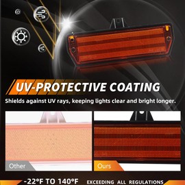 MOTRUM Front Side Marker Lights Housing Compatible with Mus-tang 1971-1973, [DOT][IP67 Waterproof] Turn Signal Marker Light Cover [No Bulbs], Replace OEM #D1ZZ-15201-FL, 2 PCS, Sleek Amber Lens