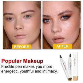 Freckle Pen,Artificial Fake Freckles,Create Fashionable Natural Freckles Makeup, Waterproof Long Lasting Soft Dot Sopt Pen,for Face Makeup（Dark Brown and Light Brown ）
