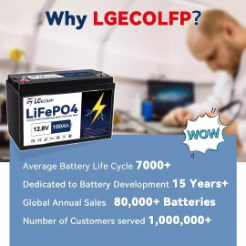 LGECOLFP Solar 12V 50Ah 100Ah LGECOLFP Lithium Lifepo4 Battery Pack for RV Marine System - 12V 100Ah battery