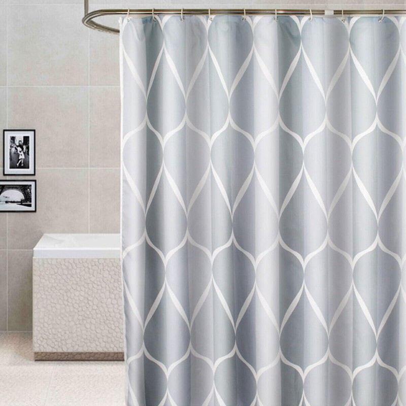 AIMALL 220x200cm (87x79in) Extra Long Fabric Shower Curtain with 12