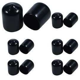 5/8 Inch Rubber End Caps Round Rubber Caps Plug Insert Decking Caps Black Rubber Tips PVC Flexible Vacuum Caps Plastic End Caps for Pipe Tube Pack of 12