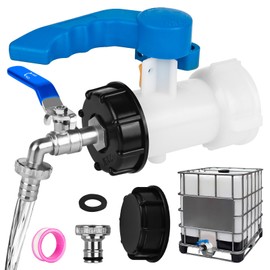 IBC Adapter Ball Valve, IBC Container Flap Valve DN40 62 mm, IBC Tank Accessories Tank Drain Valve, with 3/4 Inch Tap, Stopcock, Outlet Valve, Flap Valve for IBC Container, Water Tank, Rain Butt