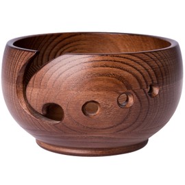 Yarn Bowl for Crochet by Laborwood | Large Size Wooden Knitting Bowl 7"x4" inch | Handmade Heavy Cat Yarn Bowl Wood | Must Have Wooden Knitting Bowls (Chestnut)
