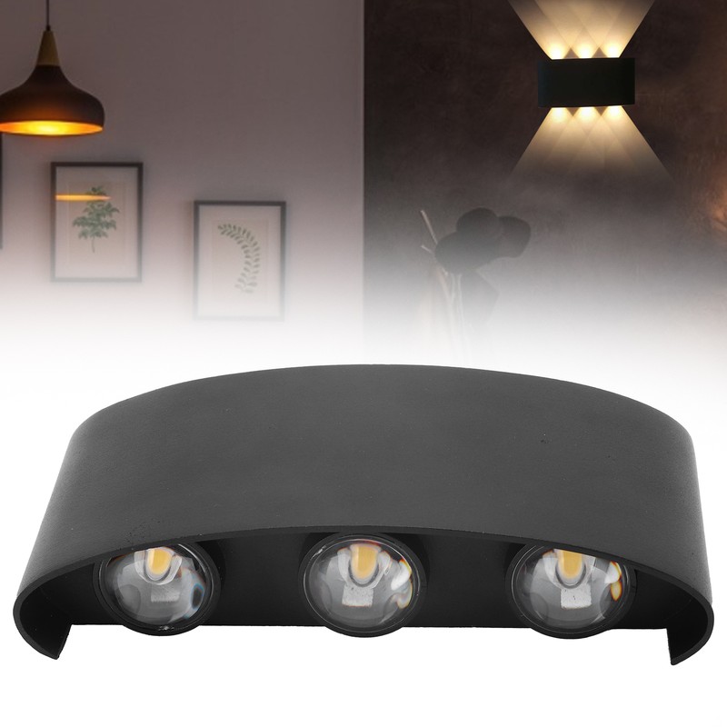 6W LED Wall Light Aluminium Black Shell Warm Light Up