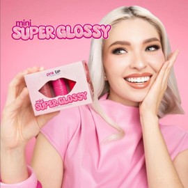 PINK UP Mini Super Glossy Ultra Brillo y Larga Duración Labios Hidratados y Volumen Natural Textura Ligera No Pegajosa Labial Gloss Set 3 Tonos Mini Edición Limitada