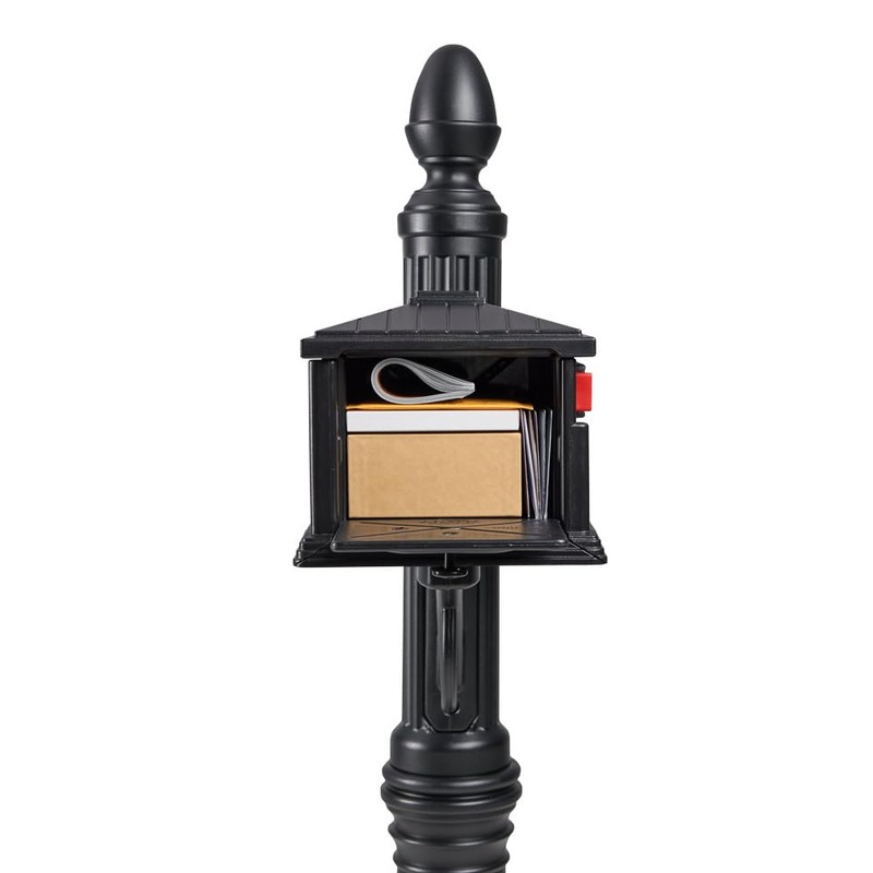 Architectural Mailboxes Stratford Plastic Mailbox and Post Kit, SC000BAM, Black,