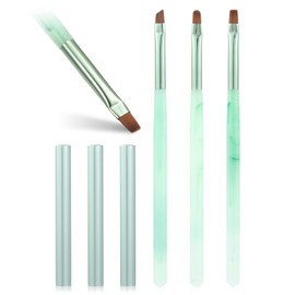 INENK 3PCS Nail Clean Up Brushes for OPI Nail Polish Remover, Brushes for Cleaning Polish Mistakes on the Cuticles, Acetone Resistant Nail Brush for Nail Art and Designs（Jade Green ）