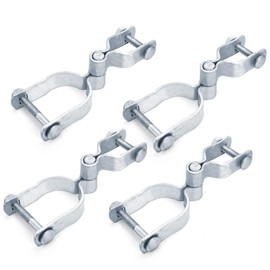 Acshio 4 Set of Chain Link Fence Gate Post Hinge, 2-3/8" x 1-3/8" Galvanized Steel Heavy Duty Gate Hinges, Female Male Fence Frame Hinges for Repairing and Replacing Fence Gate, Bolts Nuts Included