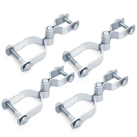 Acshio 4 Set of Chain Link Fence Gate Post Hinge, 2-3/8" x 1-3/8" Galvanized Steel Heavy Duty Gate Hinges, Female Male Fence Frame Hinges for Repairing and Replacing Fence Gate, Bolts Nuts Included