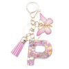 Unpafcxddyig Initials Letter Keychain Pink Tassel Butterfly Pendant for Women