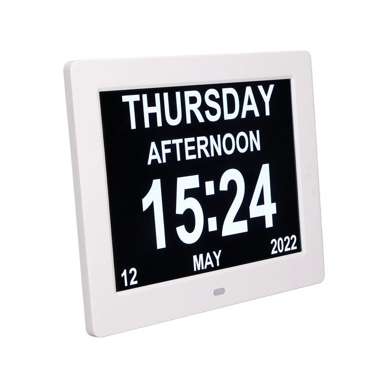 8in Digital Alarm Clock Photo Frame 800x600 Large Font Adjustable