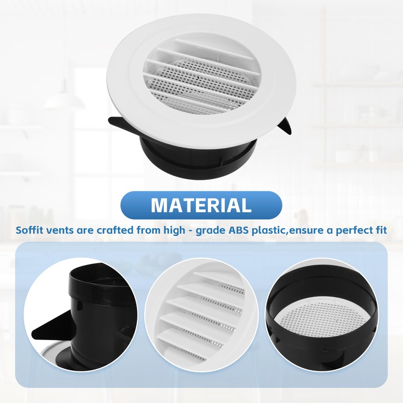 Round Air Vent Cover, 6 Inch Adjustable, ABS Ceiling Vent,