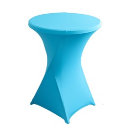 iEventStar Stretch Stehtisch Hussen Spandex Stehtischhussen Bartische Hochzeit Erstärkung im Fußbereich Rund Tischdecke für Bistrotisch Cocktail-Party (Blauer See, 1er Set - Ø 80-85 cm)