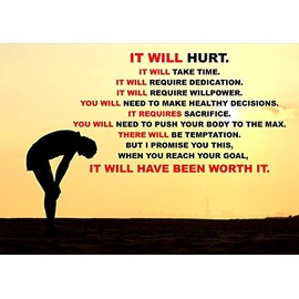 Inspirational Motivational Quote Sign Poster Print Picture(IT Will Hurt (SILOHUETTE)) Sports, Running, Athletics, Triathlon, ETC ETC