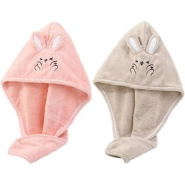 Veemoon Toalla para Secar el Cabello Turbante Absorbente 2 Piezas Chinlon y Poliéster, Ligera y Portátil, Uso en Viaje, Agradable y Cómoda, para Niñas y Mujeres