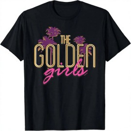 Golden Girls Theme Cotton/Polyester Sleeveless Unisex-Child Crew Neck Letter Pattern T-ShirtColor: Black, Size: Xl