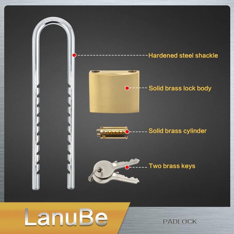 Lanube Solid Brass Cabinet Locks with Keys U Lock with