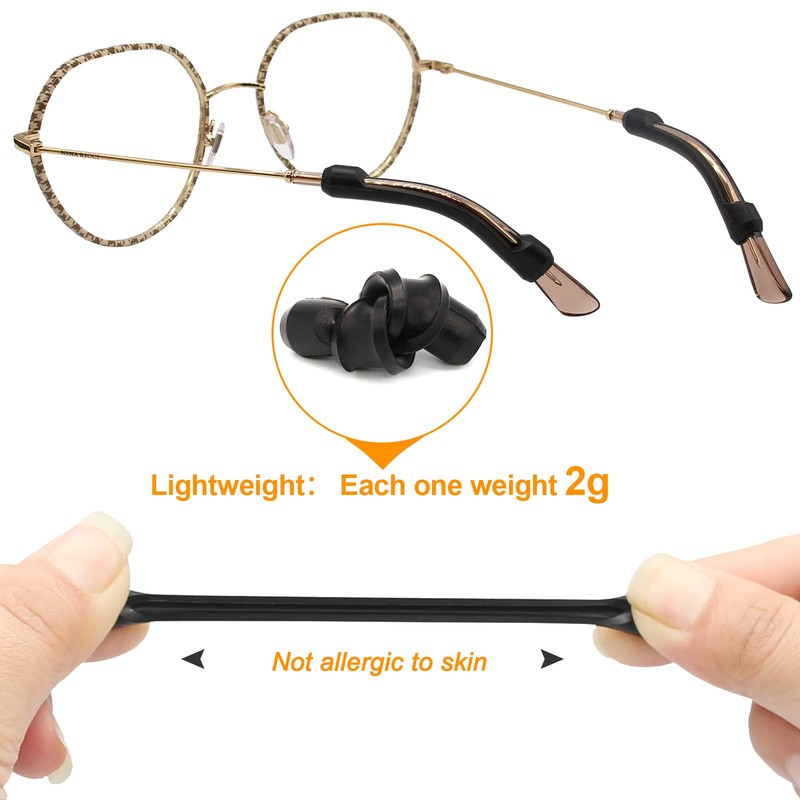 SMARTTOP Silicone Eyeglasses Temple Tips Sleeve Retainer, Anti-Slip Elastic Glasses