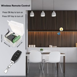 DieseRC Wireless Remote Control Switch 220 V 230 V 1 Channel Radio Control Relay Receiver with 3 Transmitters Key Fob Potential Free Contacts Relay Controller