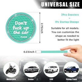 Ziciner 2 Pack Bling Car Cup Holder Coaster, 2.75 Inch Anti-Slip Auto Insert Cup Coaster, Crystal Car Drink Cup Mat Perfect for Women Girls, Universal Interior Decor Accessories (Mint Green)
