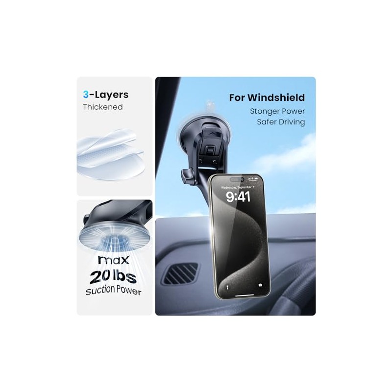 APPS2Car Soporte para Celular Automovil Magnético Parabrisas y Salpicadero Soporte