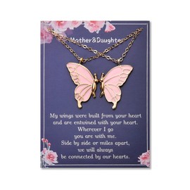 Sisadodo Matching Butterfly Necklace for Mother Daughter Necklaces for 2 Mom Birthday Mothers Day Gifts for Women Mom and Daughter Necklaces Set for Daughter Graduation Gifts