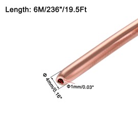 sourcing map Refrigeration Tubing 4mm OD x 3mm ID x 19.5Ft Length Copper Tubing Coil