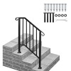 Outdoor Furniture Matte Black Outdoor 2-Step Iron Handrail Blacksize: one
