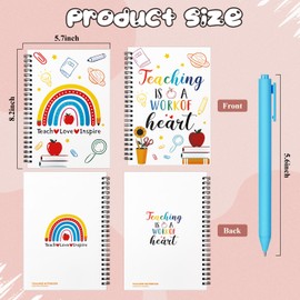 2Pack Teacher Spiral Notebooks Teacher Theme Notepad with 3 Point Pens, Ruled Hardbound Journal Notebooks for School Office Supplies ,Teacher Appreciation Gift, Back to School Notepad Diary (A5)