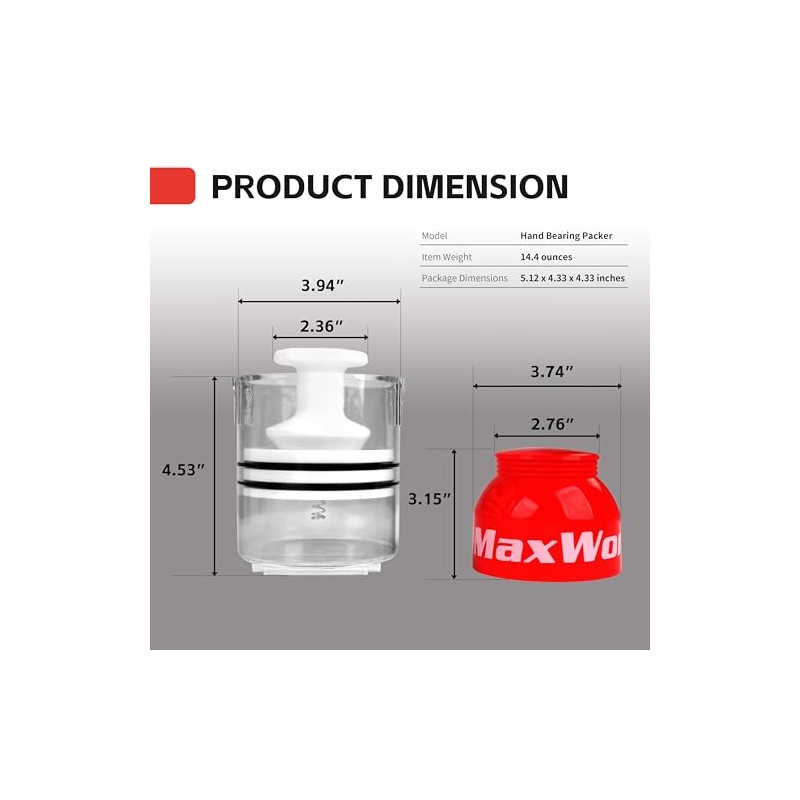 MaxWorks 51057 Hand Bearing Packer for Repacking Up to 3.5"