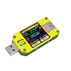 BE-TOOL USB Tester UM34C, Digital Power Meter Tester Multimeter Current and Voltage Monitor with Bluetooth Board, 1.44 Inch Color LCD Display (Yellow)