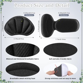 Geyoga 8 Pairs Adhesive Heel Cushion Pads for Too Loose Big Boots Cuttable Reusable Back of Heel Shoe Pads Grips Inserts for Women Men Anti Blister Shoe Guards Liners for Improving Fit (Black)