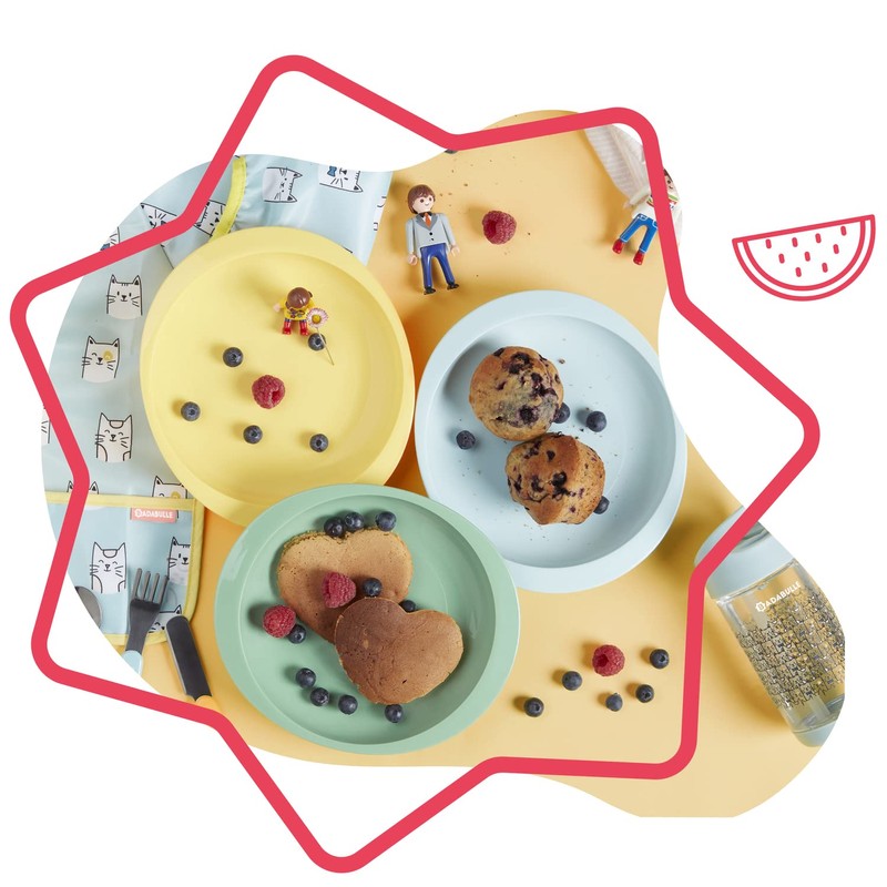 Badabulle Non-Slip Plates Set of 3 Multicoloured