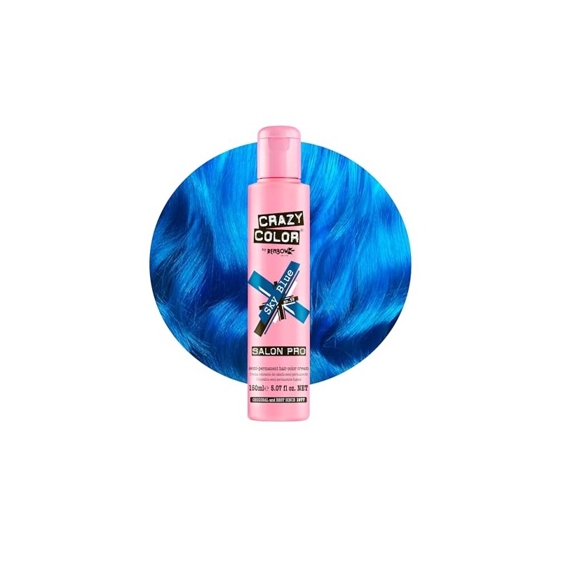 Crazy Color Semi Permanent Hair Color Cream, 150ML (SKY BLUE)