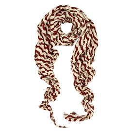 Premium Lightweight Long Crinkle Stripe Scarf, Burgundy